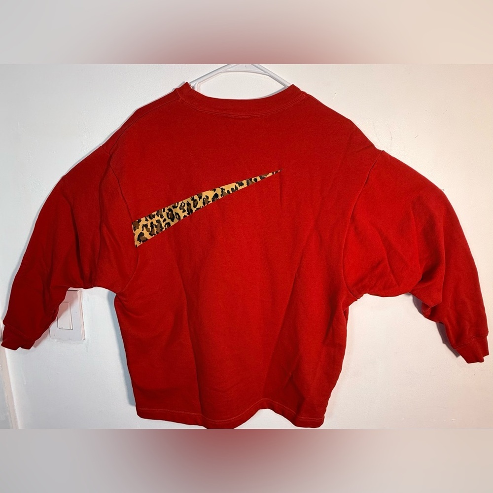 Nike Women's Red Sweatshirt with Leopard Swoosh - Picture 9 of 12